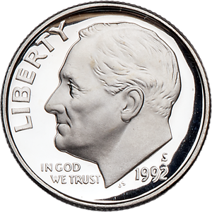 1992-S 90% Silver Roosevelt Dime PR63 Main Image
