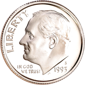 1993-S 90% Silver Roosevelt Dime PR63 Main Image