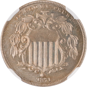 1871 Shield Nickel NGC              AU58 Main Image