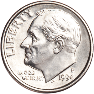 1994-P Roosevelt Dime MS60 Main Image