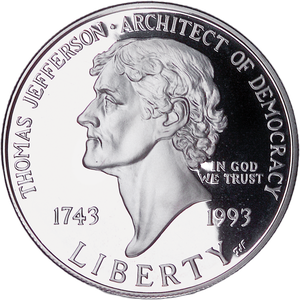 1993 (1994-S) Thomas Jefferson Silver Dollar Commemorative Main Image
