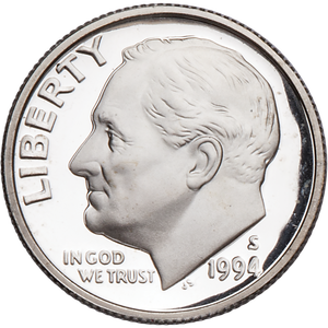 1994-S 90% Silver Roosevelt Dime PR63 Main Image