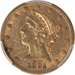 1891-CC $5 Liberty Head Gold Half Eagle Main Image