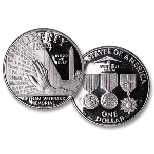 1994-P Vietnam Veterans Memorial Silver Dollar Main Image