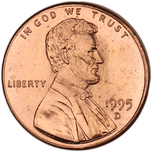 1995-D Lincoln Head Cent MS60 Main Image