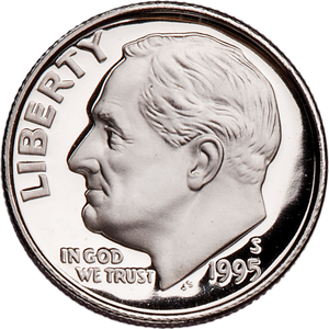 1995-S Roosevelt Dime PR63 Main Image