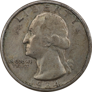 1934.40.41年 ワシントン クォーター銀貨3枚 銀90% シルバー900 1934 Washington Silver Quarter, Medium Motto XF | Littleton Coin