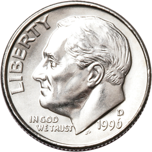 1996-D Roosevelt Dime MS60 Main Image