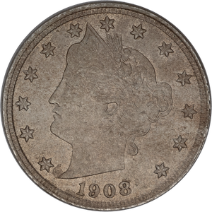 1908 Liberty Head Nickel AU55 Main Image