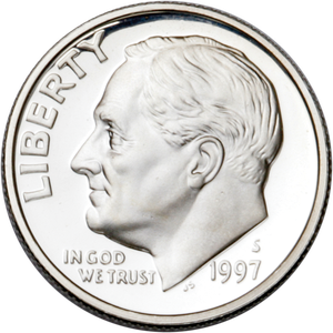 1997-S 90% Silver Roosevelt Dime PR63 Main Image