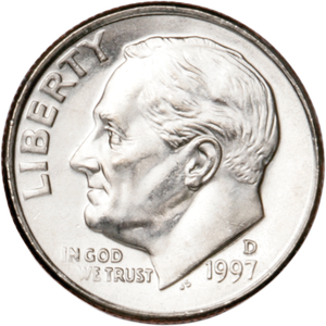 1997-D Roosevelt Dime MS60 Main Image