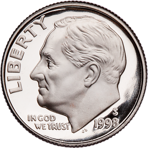 1998-S Roosevelt Dime PR63 Main Image