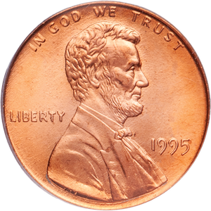 1995 Lincoln Head Cent, Doubled Die Obverse Red Main Image