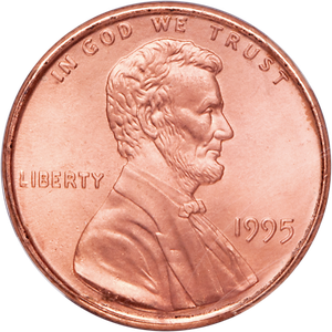 1995 Lincoln Head Cent, Doubled Die Obverse Red Main Image