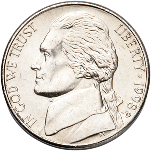 1998-D Jefferson Nickel MS60 Main Image