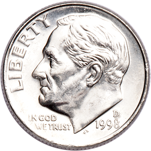 1998-D Roosevelt Dime MS60 Main Image
