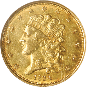 1834 Classic Head $5 Gold AU58 Main Image