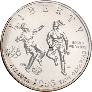1996-S Centennial Olympics (Soccer) Clad Half Dollar, Choice Uncirculated Main Image