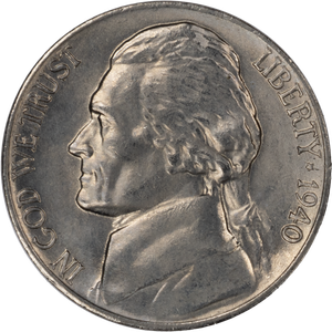 1940 Jefferson Nickel, Uncirculated, MS60 Main Image