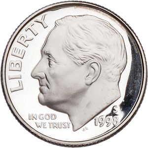1998-S 90% Silver Roosevelt Dime PR63 Main Image