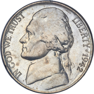 1942-P Jefferson Wartime Nickel Proof PR64 Main Image