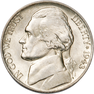 1943-P Jefferson Wartime Silver Alloy Nickel Main Image