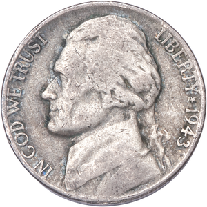 1943-P Jefferson Wartime Silver Alloy Nickel Main Image