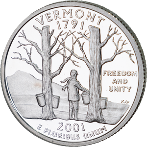 2001-S 90% Silver Vermont Statehood Quarter Main Image