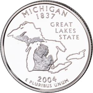 2004-S 90% Silver Michigan Statehood Quarter Main Image