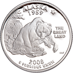 2008-S 90% Silver Alaska Statehood Quarter Main Image