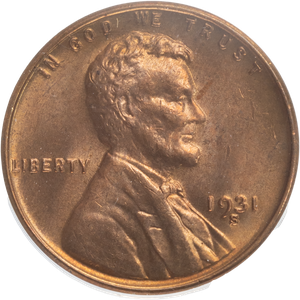 1931-S Lincoln Cent, Red Brown Main Image
