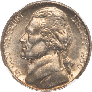 1950 Jefferson Nickel               MS66 Main Image