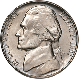 1951 Jefferson Nickel MS60 Main Image