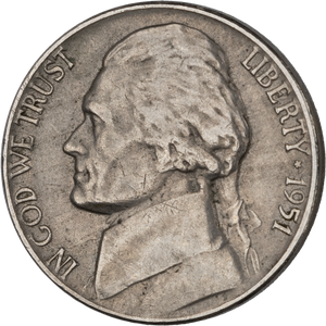 1951 Jefferson Nickel Main Image