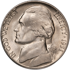 1951-D Jefferson Nickel MS60 Main Image