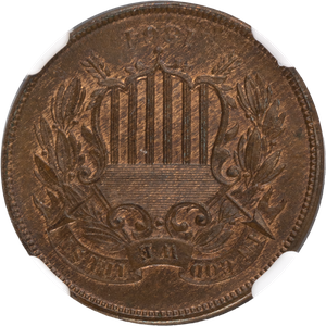 1864 Two-Cent Piece, Large Motto, Brown Main Image