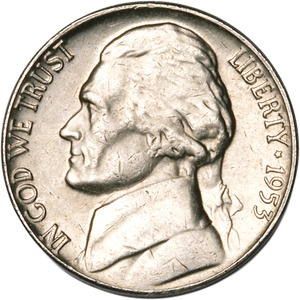 1953 Jefferson Nickel MS60 Main Image