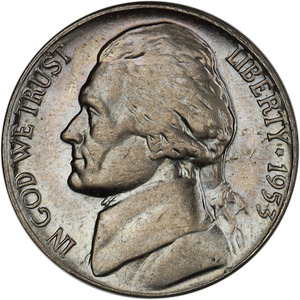 1953-D Jefferson Nickel MS60 Main Image