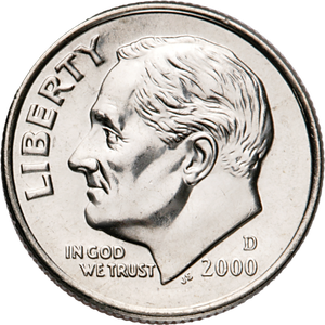 2000-D Roosevelt Dime MS60 Main Image