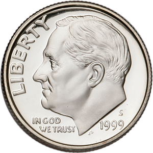 1999-S Clad Roosevelt Dime Main Image