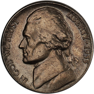 1955 Jefferson Nickel MS60 Main Image