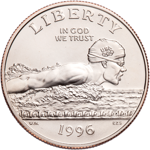 1996-S XXVI Olympiad, Swimming Clad Half Dollar Main Image
