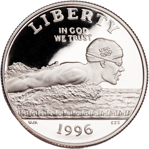 1996-S XXVI Olympiad, Swimming Clad Half Dollar Main Image