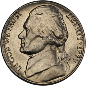 1959-D Jefferson Nickel MS60 Main Image