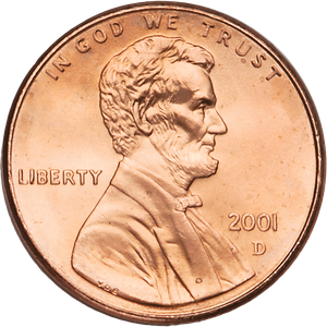 2001-D Lincoln Head Cent MS60 Main Image