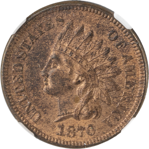 1870 Indian Head Cent, Red Brown Main Image