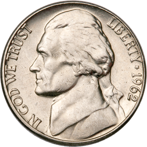 1962 Jefferson Nickel MS60 Main Image