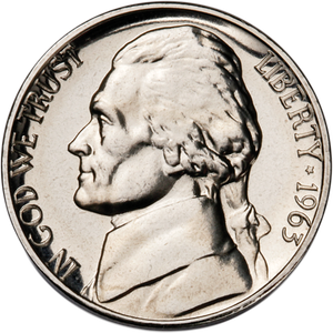 1963 Jefferson Nickel Proof PR63 Main Image