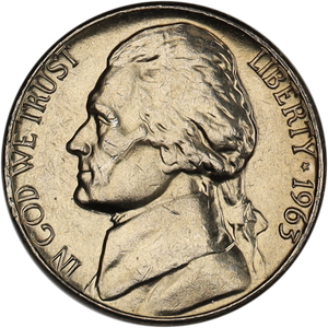 1963-D Jefferson Nickel MS60 Main Image