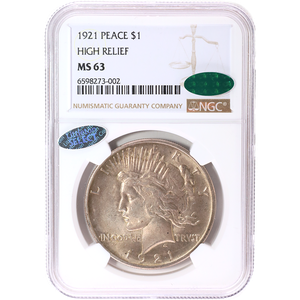 1921 Peace Silver $ HighRelief PCGS M63+ | Littleton Coin Company